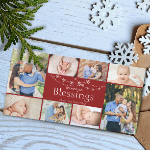 Festive Blessings Photo Collage Holiday Card