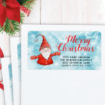 Festive Blue and Red Cute Gnome Merry Christmas Label<br><div class="desc">These unique personalised Xmas return address labels with Merry Christmas saying feature a cute gnome in red apparel and a template text to customise with your address. This design is on a snowy blue background.</div>