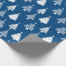 Festive Blue and White Christmas Tree Pattern
