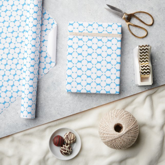 Festive Blue and White Circles Baby Shower Wrapping Paper (Crafts)