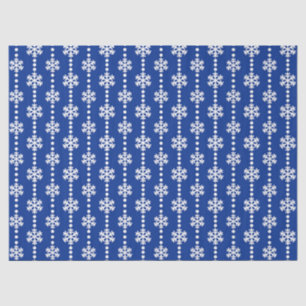 Festive Blue and White Winter Snowflakes Pattern Tissue Paper