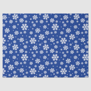 Festive Blue and White Winter Snowflakes Pattern Tissue Paper