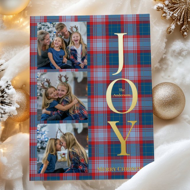 Festive Blue Buffalo Plaid 3 Photos Christmas  (Creator Uploaded)