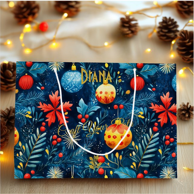 Festive Blue Christmas Gift Bag with Ornaments (Creator Uploaded)
