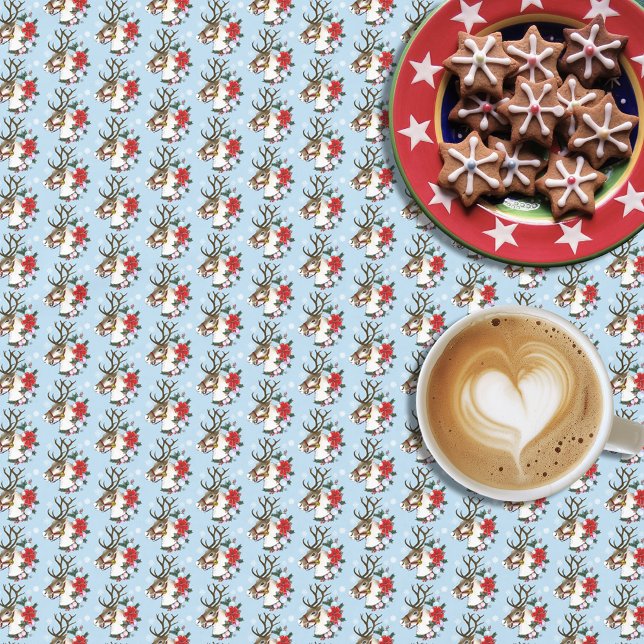 Festive Blue Christmas Reindeer Wreath  Tablecloth (Creator Uploaded)