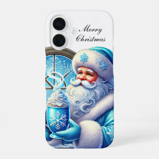 Festive blue Christmas Santa customisable  iPhone 16 Case