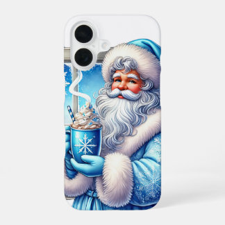 Festive blue Christmas Santa  iPhone 16 Case