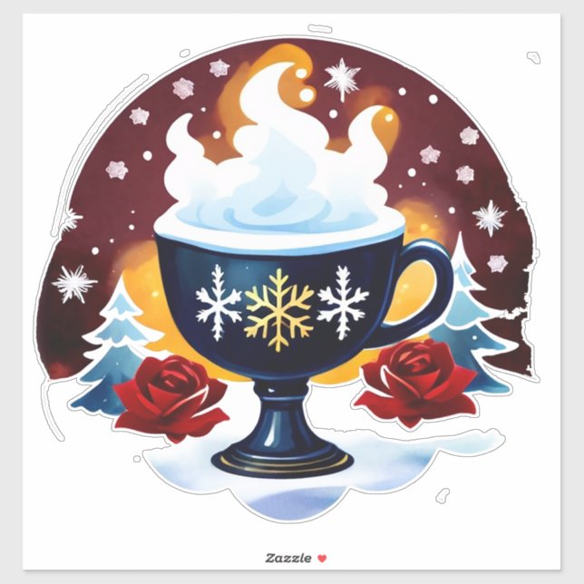 Festive Blue Cup Of Cocoa With Snowflakes (Sheet)