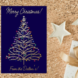 Festive Blue & Gold Modern Christmas Tree Personal
