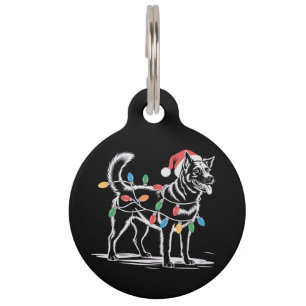Festive Blue Heeler Christmas Holiday Cattle Dog  Pet Tag