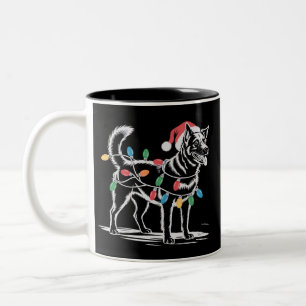 Festive Blue Heeler Christmas Holiday Cattle Dog Two-Tone Coffee Mug