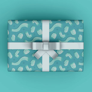 Festive Blue Holiday Pattern Christmas Wrapping Paper