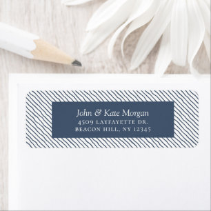 Festive Blue Holiday Stripes Return Address Label