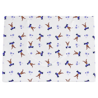 Festive Blue Kasky Christmas Reindeer Large Gift Bag