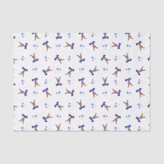 Festive Blue Kasky Christmas Reindeer Tissue Paper