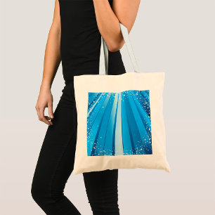Festive Blue Light Rays Tote Bag