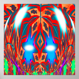 Festive blue star art poster