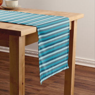 Festive blue stripes pattern Table Runner