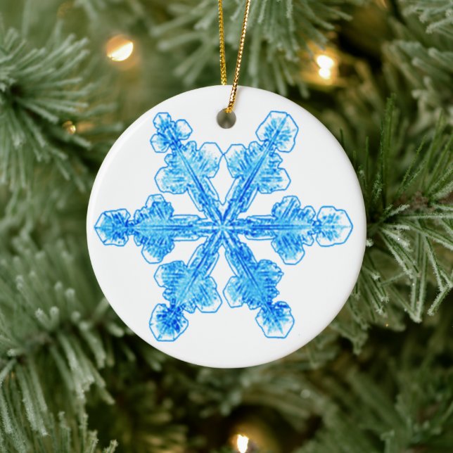Festive Blue Winter Snowflake Ceramic Tree Decoration (Tree)