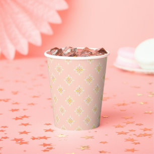 Festive Blush Pink and Gold Diamond Paper cup