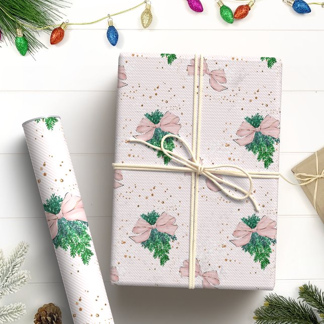 Festive Blush Pink Glitter Christmas Wrapping Paper (Creator Uploaded)