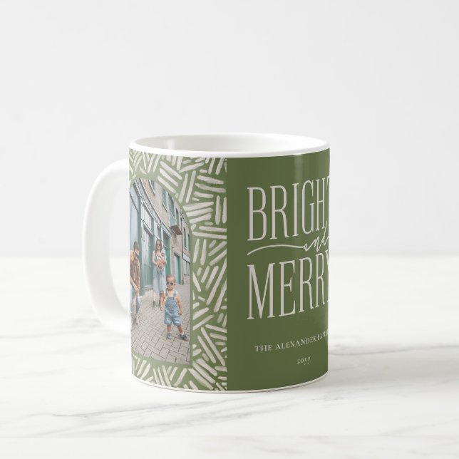 Festive Boho Pattern 2 Photo Family Holiday Coffee Mug (Front Left)