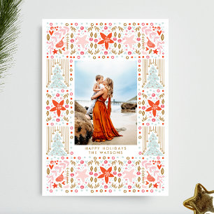Festive Bold Foliage Frame Christmas Photo Card