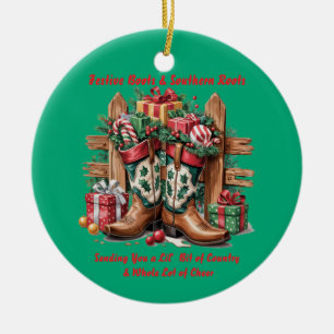 Festive Boots Ceramic Tree Decoration