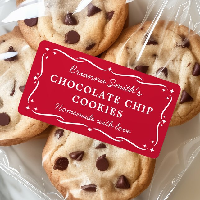 Festive border red Christmas kitchen baking Label (Festive border red Christmas kitchen baking Label)