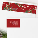 Festive Botanical Floral Christmas Return Address Wrap Around Label<br><div class="desc">Festive Botanical Floral Christmas Return Address wrap around label _____________________________ ***this design is part of a christmas holiday collection*** 🎄✨ Introducing my Festive Leafy Floral Christmas Collection in Traditional Reds for the holidays! Tradition Meets Nature's Elegance! ✨🎅 Unwrap the magic of the holidays with this collection, a fusion of time-honoured Christmas...</div>