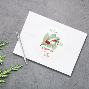 Festive Botanical Merry Christmas Sticker