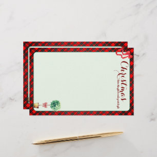 Festive Botanical Rustic Christmas Red Green Plaid Stationery