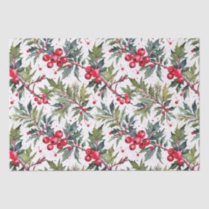 Festive Boughs of Holly Botanical Tissue Paper