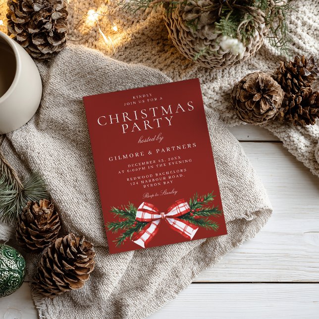Festive Bow Red Corporate Christmas Party Invitation (Creator Uploaded)