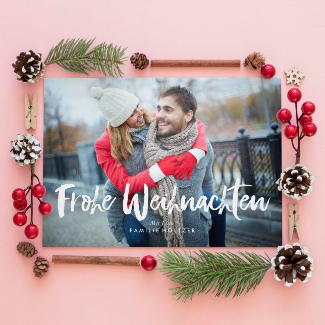 Festive Bows Frohe Weihnachten Holiday Card (Creator Uploaded)