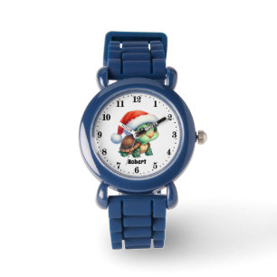 Festive boys Christmas turtle add name Watch