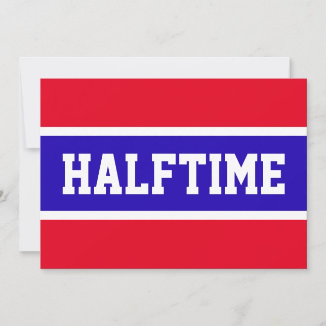 Festive Bright Blue Red Sports "HALFTIME" Stripes (Front)