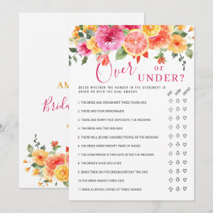 Festive Bright Flowers Citrus Bridal Game Card