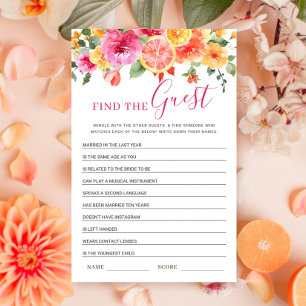 Festive Bright Flowers Citrus Bridal Shower Game