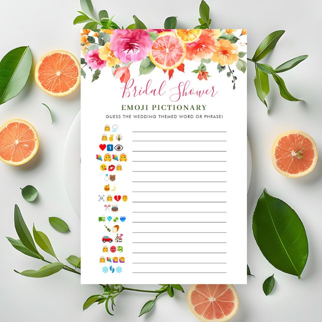 Festive Bright Flowers Citrus Bridal Shower Game (Creator Uploaded)