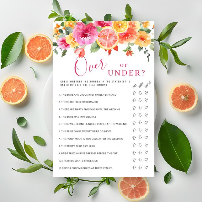 Festive Bright Flowers Citrus Bridal Shower Game (Creator Uploaded)