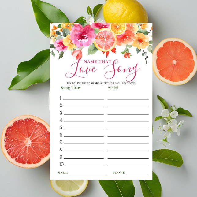 Festive Bright Flowers Citrus Bridal Shower Game (Creator Uploaded)
