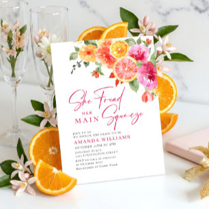 Festive Bright Flowers Floral Citrus Bridal Brunch Invitation
