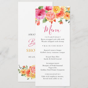 Festive Bright Flowers Floral Citrus Bridal Shower Invitation
