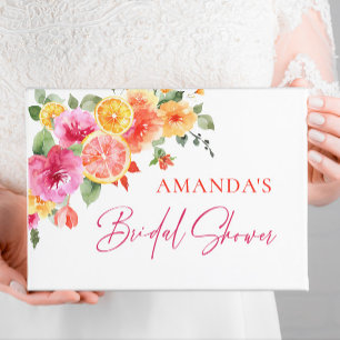 Festive Bright Flowers Slice Citrus Bridal Shower Guest Book
