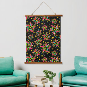 Festive Bright Merry Holiday Star Hanging Tapestry
