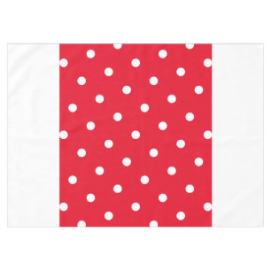 Festive Bright Red Dotted Colour Block White Edges Tablecloth