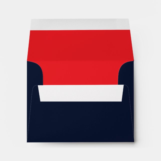 Festive Bright Red Inside & Dark Blue Outside Envelope (Back (Bottom))