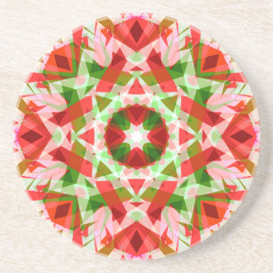 Festive Bright Red Merry Green Christmas Star Coaster