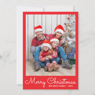 Festive Bright Red Photo Holiday Card
